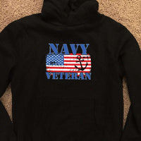 Load image into Gallery viewer, Designs by MyUtopia Shout Out:Navy Veteran w. American Flag and Anchor Core Fleece Pullover Hoodie
