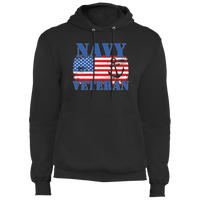 Load image into Gallery viewer, Designs by MyUtopia Shout Out:Navy Veteran w. American Flag and Anchor Core Fleece Pullover Hoodie,S / Jet Black,Pullover Hoodie
