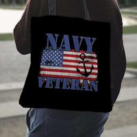 Load image into Gallery viewer, Designs by MyUtopia Shout Out:Navy Veteran w. American Flag and Anchor Fabric Totebag Reusable Shopping Tote
