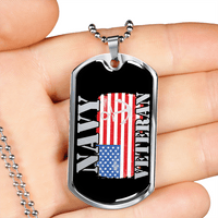 Load image into Gallery viewer, Designs by MyUtopia Shout Out:Navy Veteran w. American Flag and Anchor Personalized Engravable Dog Tag
