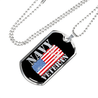 Load image into Gallery viewer, Designs by MyUtopia Shout Out:Navy Veteran w. American Flag and Anchor Personalized Engravable Dog Tag
