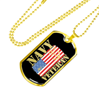 Load image into Gallery viewer, Designs by MyUtopia Shout Out:Navy Veteran w. American Flag and Anchor Personalized Engravable Dog Tag
