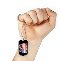 Load image into Gallery viewer, Designs by MyUtopia Shout Out:Navy Veteran w. American Flag and Anchor Personalized Engravable Dog Tag
