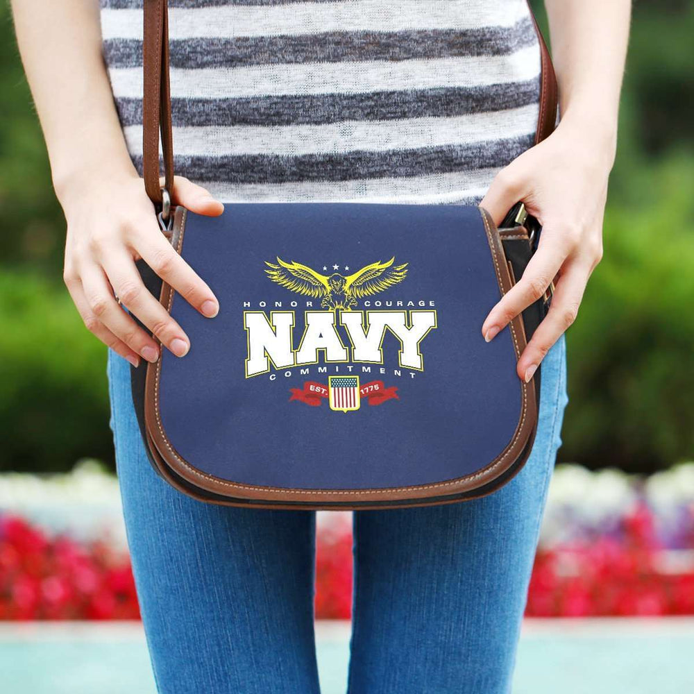 Designs by MyUtopia Shout Out:Navy Wings Canvas Saddlebag Style Crossbody Purse
