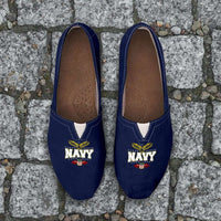 Load image into Gallery viewer, Designs by MyUtopia Shout Out:Navy Wings Casual Canvas Slip on Shoes Women&#39;s Flats

