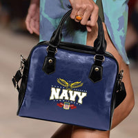 Load image into Gallery viewer, Designs by MyUtopia Shout Out:Navy Wings Faux Leather Handbag with Shoulder Strap
