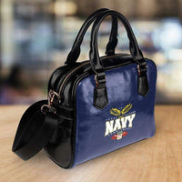 Load image into Gallery viewer, Designs by MyUtopia Shout Out:Navy Wings Faux Leather Handbag with Shoulder Strap
