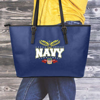 Load image into Gallery viewer, Designs by MyUtopia Shout Out:Navy Wings Faux Leather Totebag Purse,Medium (10 x 16 x 5) / Navy Blue,tote bag purse
