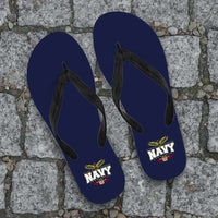 Load image into Gallery viewer, Designs by MyUtopia Shout Out:Navy Wings Flip-Flops
