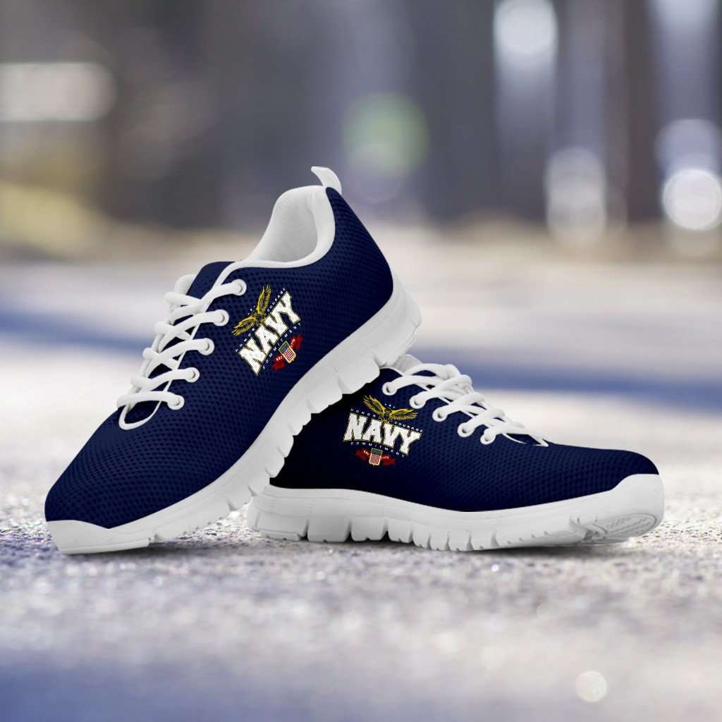 Designs by MyUtopia Shout Out:Navy Wings Running Shoes,Kid's / Kid's 11 CHILD (EU28) / Navy Blue/White,Running Shoes