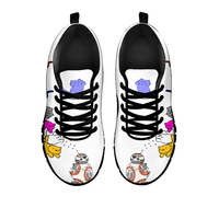 Load image into Gallery viewer, Designs by MyUtopia Shout Out:Nekos Chasing BB-8  Mesh Running Shoes,White / Black / Ladies US5 (EU35),Running Shoes
