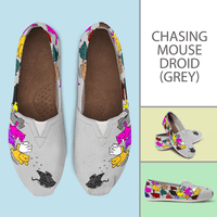 Load image into Gallery viewer, Designs by MyUtopia Shout Out:Nekos Chasing Mouse Droid - Casual Canvas Slip on Shoes Women&#39;s Flats,Grey / Ladies US6 (EU36),Slip on Flats
