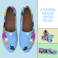 Load image into Gallery viewer, Designs by MyUtopia Shout Out:Nekos Chasing Mouse Droid - Casual Canvas Slip on Shoes Women&#39;s Flats,Blue / Ladies US6 (EU36),Slip on Flats
