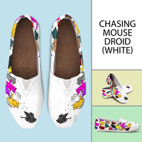 Load image into Gallery viewer, Designs by MyUtopia Shout Out:Nekos Chasing Mouse Droid - Casual Canvas Slip on Shoes Women&#39;s Flats,White / Ladies US6 (EU36),Slip on Flats
