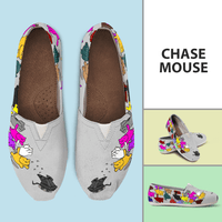 Load image into Gallery viewer, Designs by MyUtopia Shout Out:Neko&#39;s Chasing Mouse Droid - Grey Casual Canvas Slip on Shoes Women&#39;s Flats,Ladies US6 (EU36) / Grey,Slip on Flats
