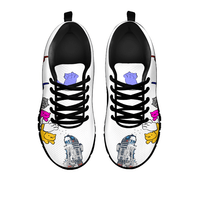 Load image into Gallery viewer, Designs by MyUtopia Shout Out:Nekos Chasing R2-D2 - Women&#39;s Running Shoes,White / Black / Ladies US5 (EU35),Running Shoes

