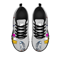 Load image into Gallery viewer, Designs by MyUtopia Shout Out:Nekos Chasing R2-D2 - Women&#39;s Running Shoes,Grey / Black / Ladies US5 (EU35),Running Shoes
