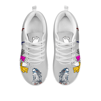 Load image into Gallery viewer, Designs by MyUtopia Shout Out:Nekos Chasing R2-D2 - Women&#39;s Running Shoes,Grey / White / Ladies US5 (EU35),Running Shoes
