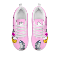 Load image into Gallery viewer, Designs by MyUtopia Shout Out:Nekos Chasing R2-D2 - Women&#39;s Running Shoes,Pink / White / Ladies US5 (EU35),Running Shoes
