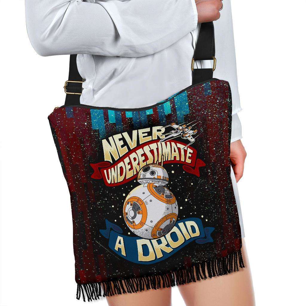 Designs by MyUtopia Shout Out:Never Underestimate a Droid Fabric Hobo Crossbody Purse