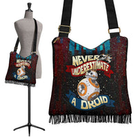 Load image into Gallery viewer, Designs by MyUtopia Shout Out:Never Underestimate a Droid Fabric Hobo Crossbody Purse
