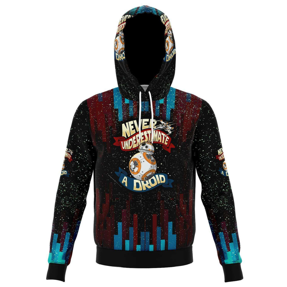 Designs by MyUtopia Shout Out:Never Underestimate a Droid Fleece Lined Fashion Pullover Hoodie,XS / Multi,Fashion Hoodie - AOP