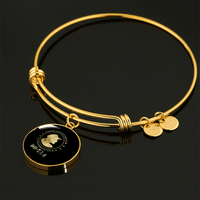 Load image into Gallery viewer, Designs by MyUtopia Shout Out:Never Underestimate A Woman With DD-214 Personalized Engravable Bangle Bracelet,Gold / No,Wire Bracelet
