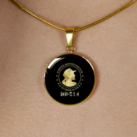 Load image into Gallery viewer, Designs by MyUtopia Shout Out:Never Underestimate A Woman With DD-214 Personalized Engravable Necklace
