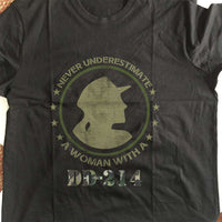 Load image into Gallery viewer, Designs by MyUtopia Shout Out:Never Underestimate A Woman With DD214 Adult Unisex T-Shirt
