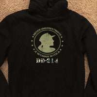 Load image into Gallery viewer, Designs by MyUtopia Shout Out:Never Underestimate A Woman With DD214 Core Fleece Pullover Hoodie,Black / S,Pullover Hoodie
