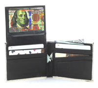 Load image into Gallery viewer, Designs by MyUtopia Shout Out:New 100-Dollar Bill Benjamin Vegan Leather Bifold Men's Wallet with Flip Up ID Window
