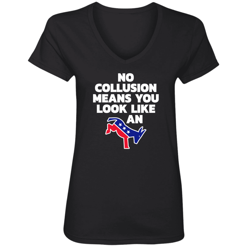 Designs by MyUtopia Shout Out:No Collusion Means Ladies' V-Neck T-Shirt,Black / S,T-Shirts