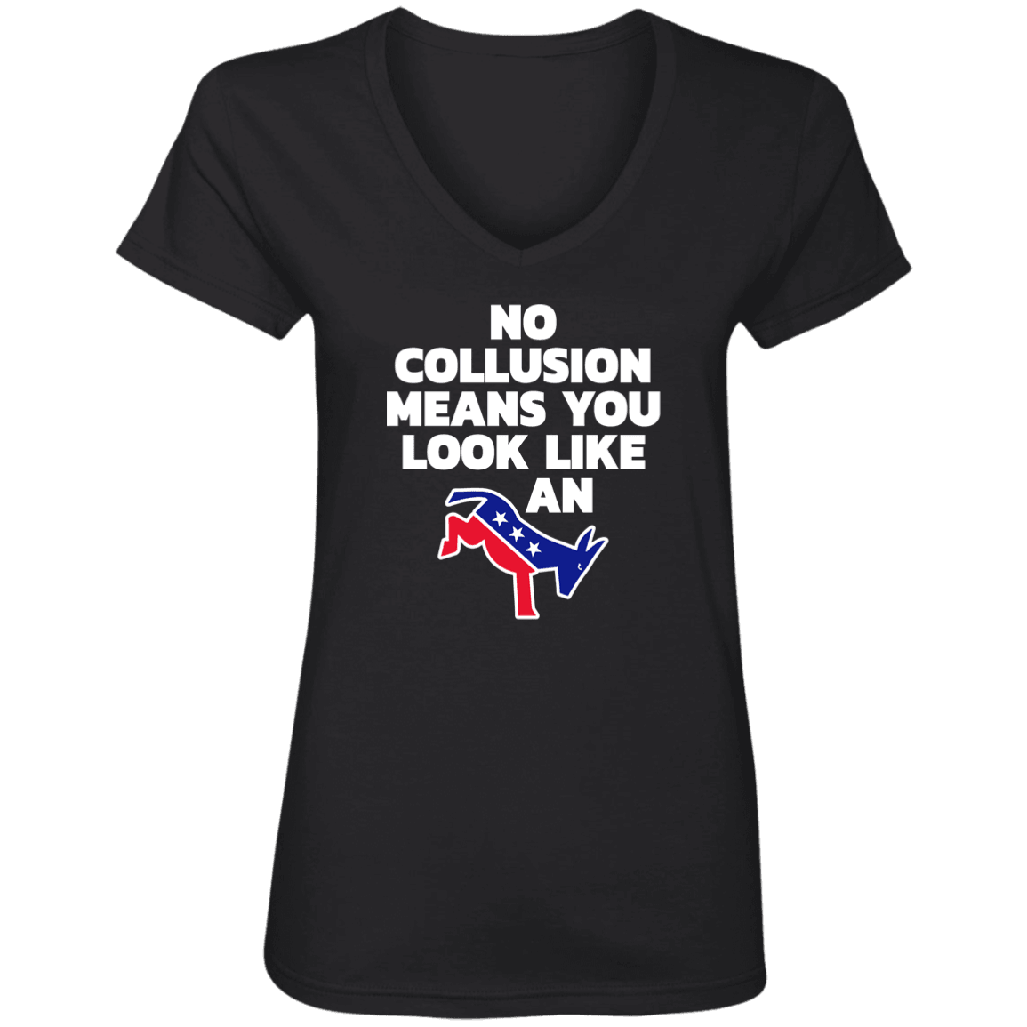 Designs by MyUtopia Shout Out:No Collusion Means Ladies' V-Neck T-Shirt,Black / S,T-Shirts