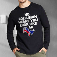 Load image into Gallery viewer, Designs by MyUtopia Shout Out:No Collusion Means Trump Humor Long Sleeve Ultra Cotton T-Shirt
