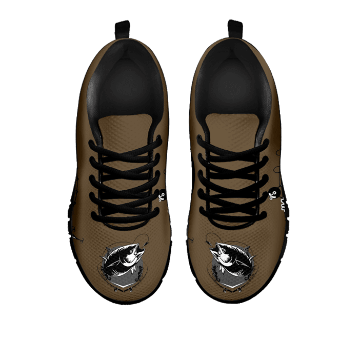 Designs by MyUtopia Shout Out:No.1 Fishing Dad - Men's Running Shoes (D),Men's / Mens US5 (EU38) / Brown,Running Shoes