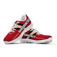 Load image into Gallery viewer, Designs by MyUtopia Shout Out:#NobodysGotItBetter San Francisco Fan Running Shoes,Kid&#39;s / 11 CHILD (EU28) / Red/Gold,Running Shoes
