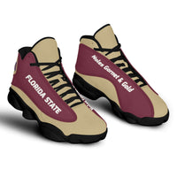 Load image into Gallery viewer, Designs by MyUtopia Shout Out:Noles Garnet and Gold Florida State Basketball Fan Microfiber Leather Hightop Sneakers
