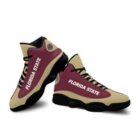 Load image into Gallery viewer, Designs by MyUtopia Shout Out:Noles Garnet and Gold Florida State Basketball Fan Microfiber Leather Hightop Sneakers
