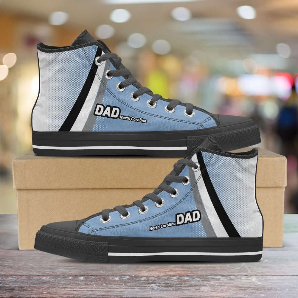 Designs by MyUtopia Shout Out:North Carolina DAD Basketball Fan Canvas High Top Shoes
