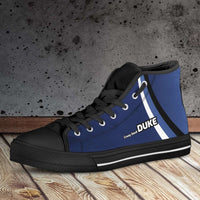 Load image into Gallery viewer, Designs by MyUtopia Shout Out:North Carolina Duke Crazy Devil Basketball Fans Canvas High Top Shoes
