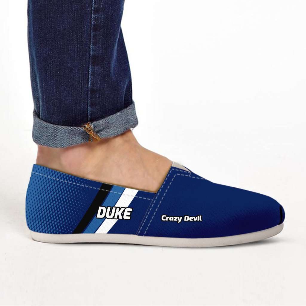 Designs by MyUtopia Shout Out:North Carolina Duke Crazy Devil Basketball Fans Casual Canvas Slip on Shoes Women's Flats,Select Your Size / Duke Blue,Slip on Flats