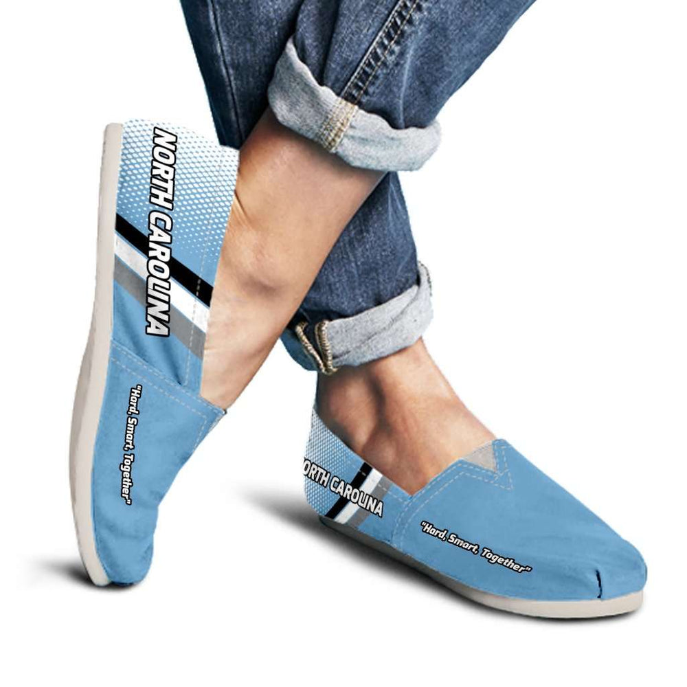 Designs by MyUtopia Shout Out:North Carolina Hard Smart Together Tar Heels Basketball Fan Casual Canvas Slip on Shoes Women's Flats