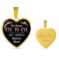 Load image into Gallery viewer, Designs by MyUtopia Shout Out:Not Always Eye To Eye but Always Heart To Heart Liquid Glass Personalized Engravable Keepsake Necklace,Gold / Yes,Necklace

