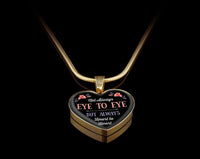 Load image into Gallery viewer, Designs by MyUtopia Shout Out:Not Always Eye To Eye but Always Heart To Heart Liquid Glass Personalized Engravable Keepsake Necklace,Gold / No,Necklace
