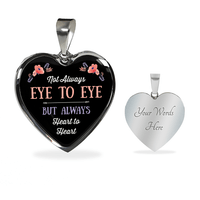 Load image into Gallery viewer, Designs by MyUtopia Shout Out:Not Always Eye To Eye but Always Heart To Heart Liquid Glass Personalized Engravable Keepsake Necklace,Silver / Yes,Necklace
