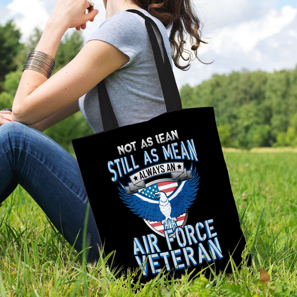Designs by MyUtopia Shout Out:Not As Lean Still as Mean Air Force Veteran Fabric Totebag Reusable Shopping Tote