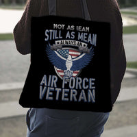 Load image into Gallery viewer, Designs by MyUtopia Shout Out:Not As Lean Still as Mean Air Force Veteran Fabric Totebag Reusable Shopping Tote

