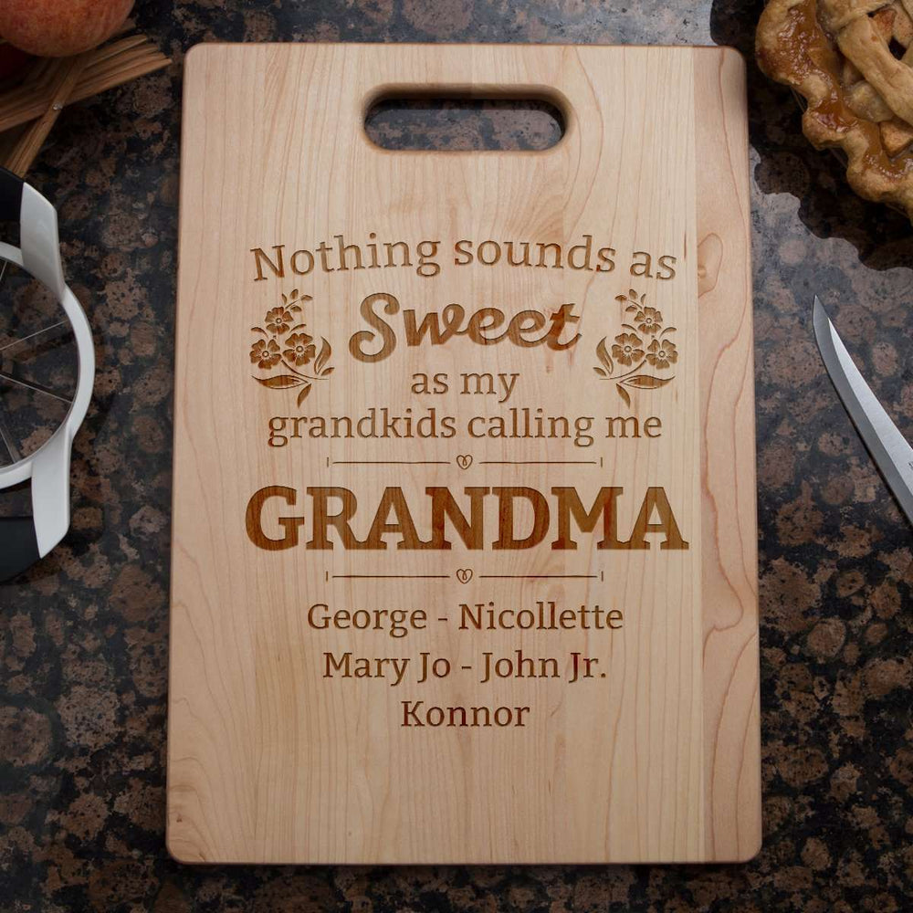 Designs by MyUtopia Shout Out:Nothing Sounds As Sweet as being called Grandma Engraved Cutting Board Personalized Gift,🌟  Best Value 9 3/4″ X 13.5″,Cutting Board