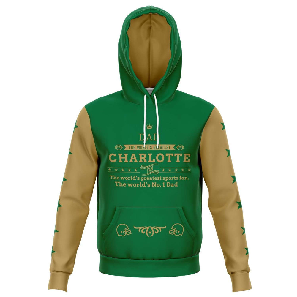 Designs by MyUtopia Shout Out:Num 1 Dad, Charlotte Fan, Football Fan, Premium Hooded Sweatshirt,XS / Green,Pullover Hoodie - AOP