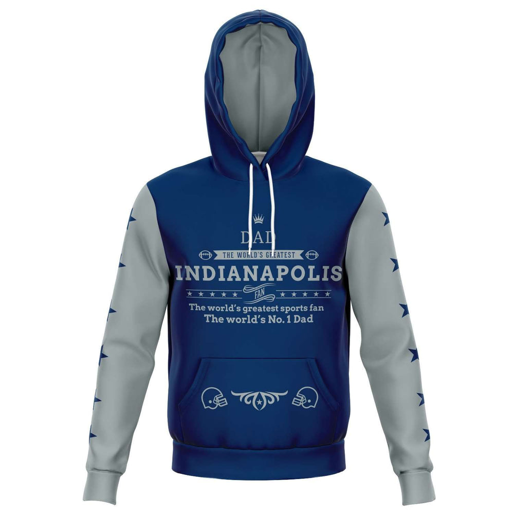 Designs by MyUtopia Shout Out:Num 1 Dad, Indianapolis Fan, Football Fan, Premium Hooded Sweatshirt,XS / Blue,Pullover Hoodie - AOP